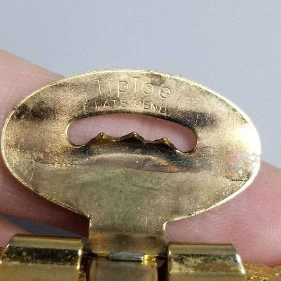 Vintage Tip Toe Gold Tone Filigree Sweater, Dress or Shoe Clips Set Of 2, Estate - Picture 5 of 8